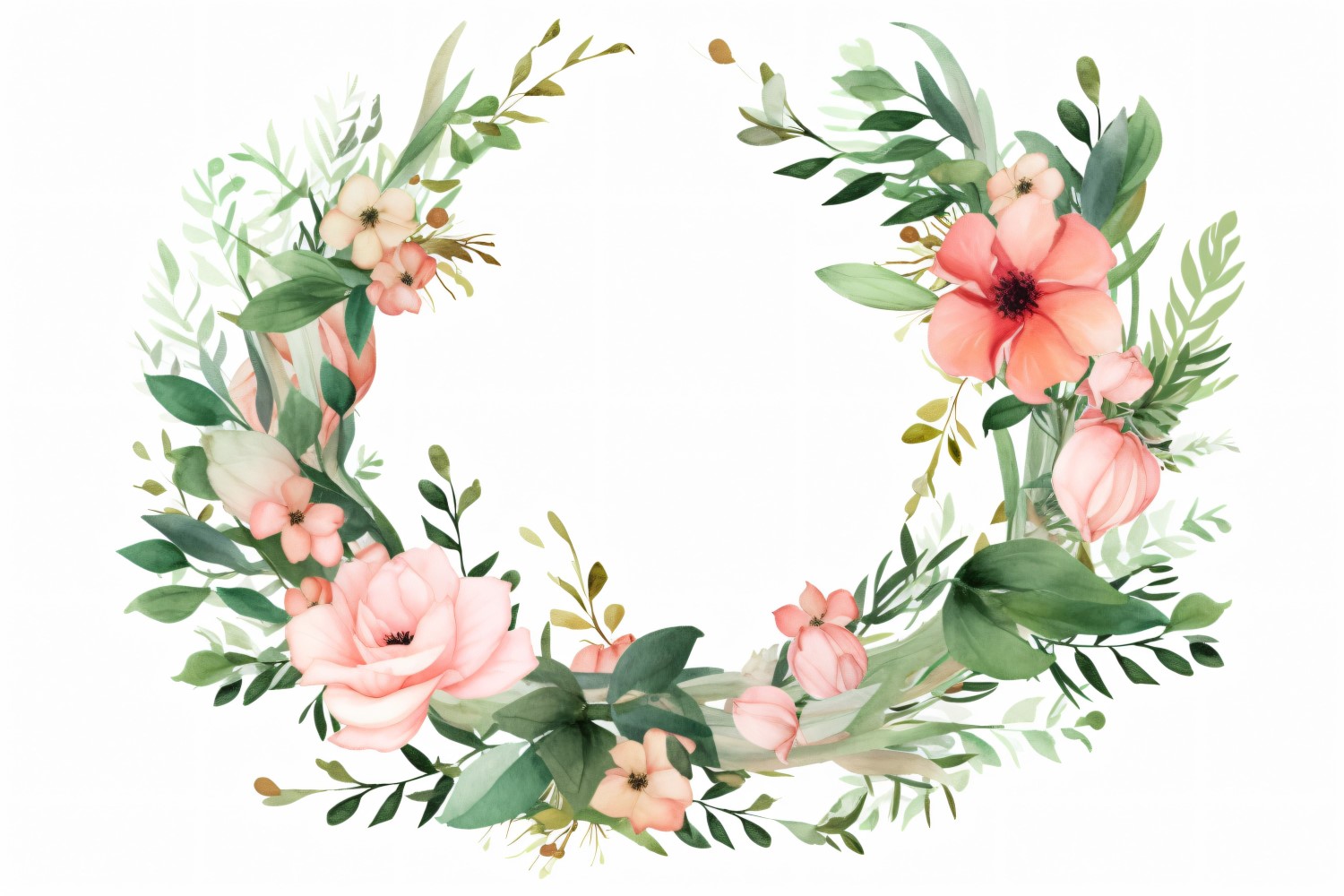 Watercolor floral wreath Background 303