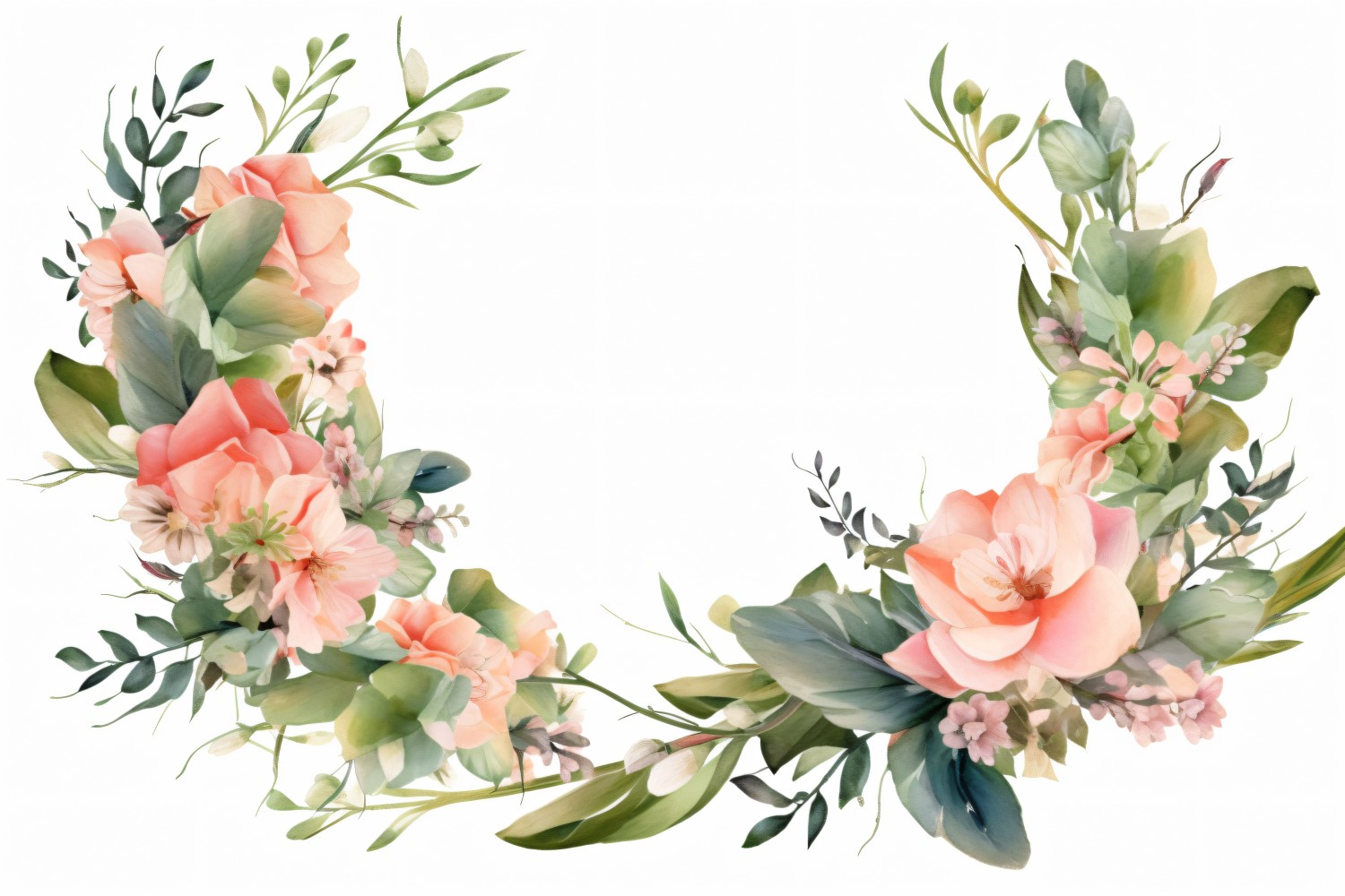 Watercolor flowers wreath Background 304