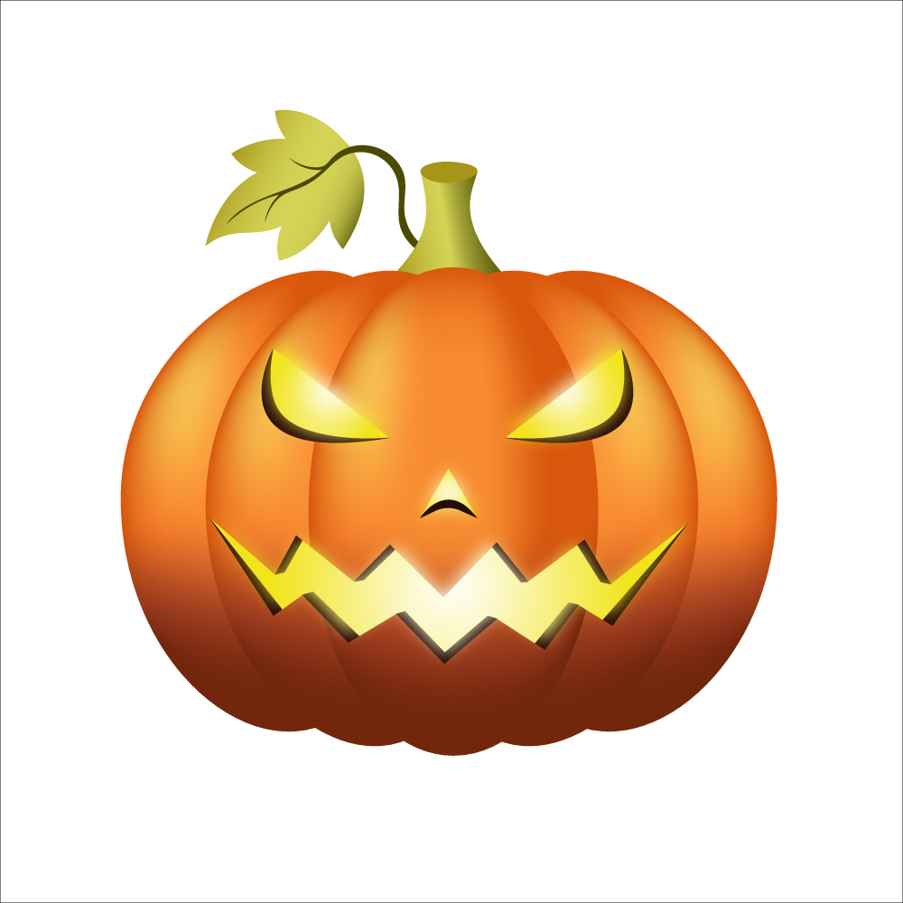 A vector pumpkin with a luminous angry face