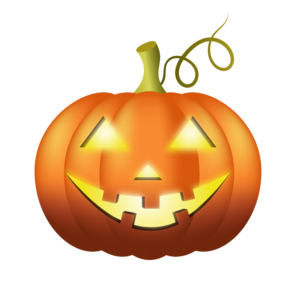 A vector pumpkin with a luminous smiling face