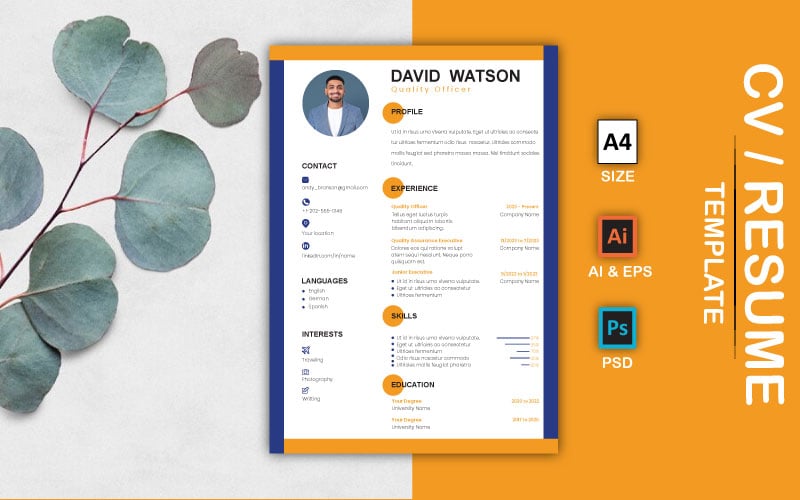 David Watson  -  Quality Officer  Modern  C V / Resume  Template