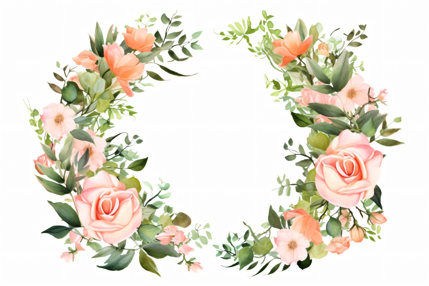 Watercolor floral wreath Background 309