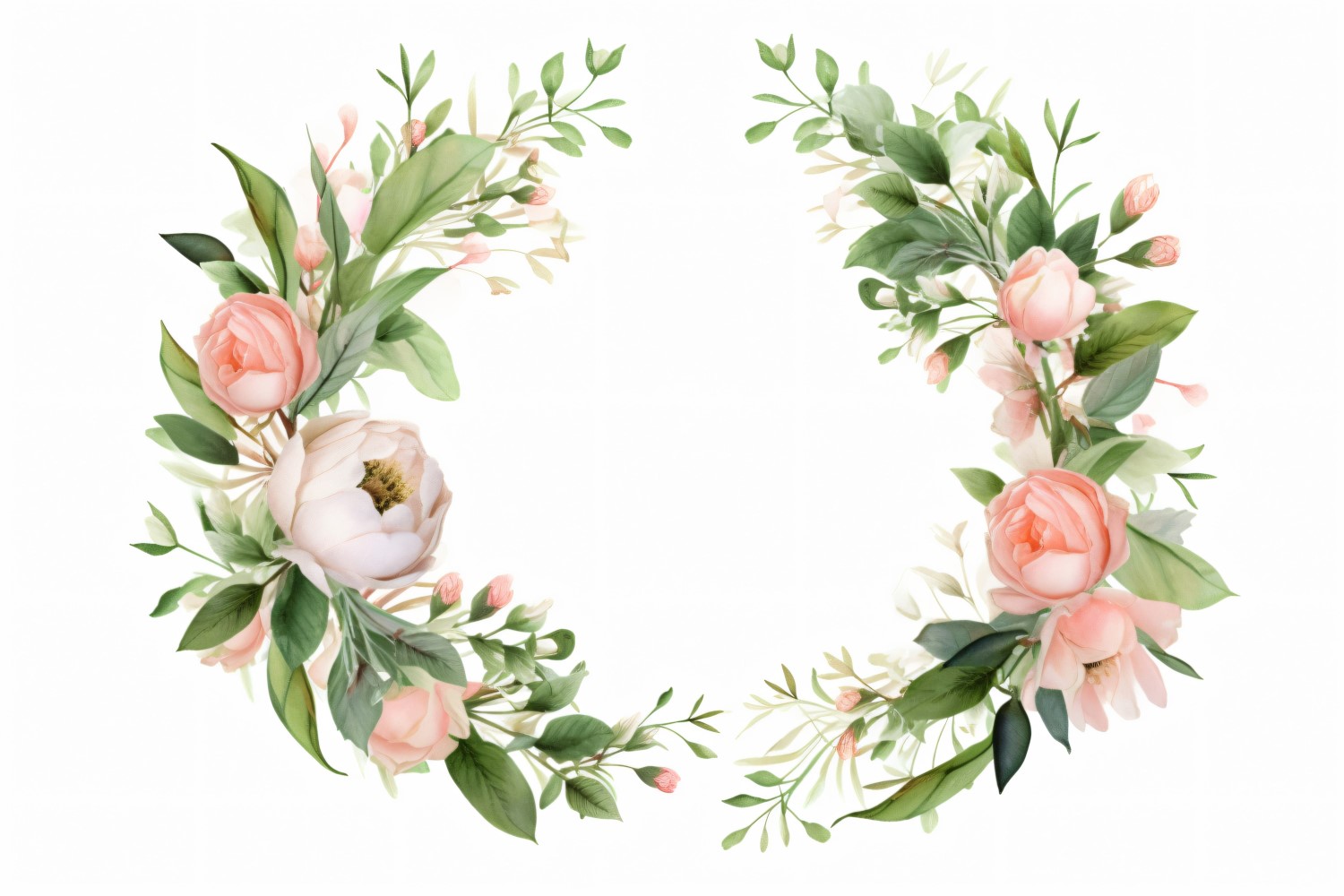 Watercolor flowers wreath Background 310