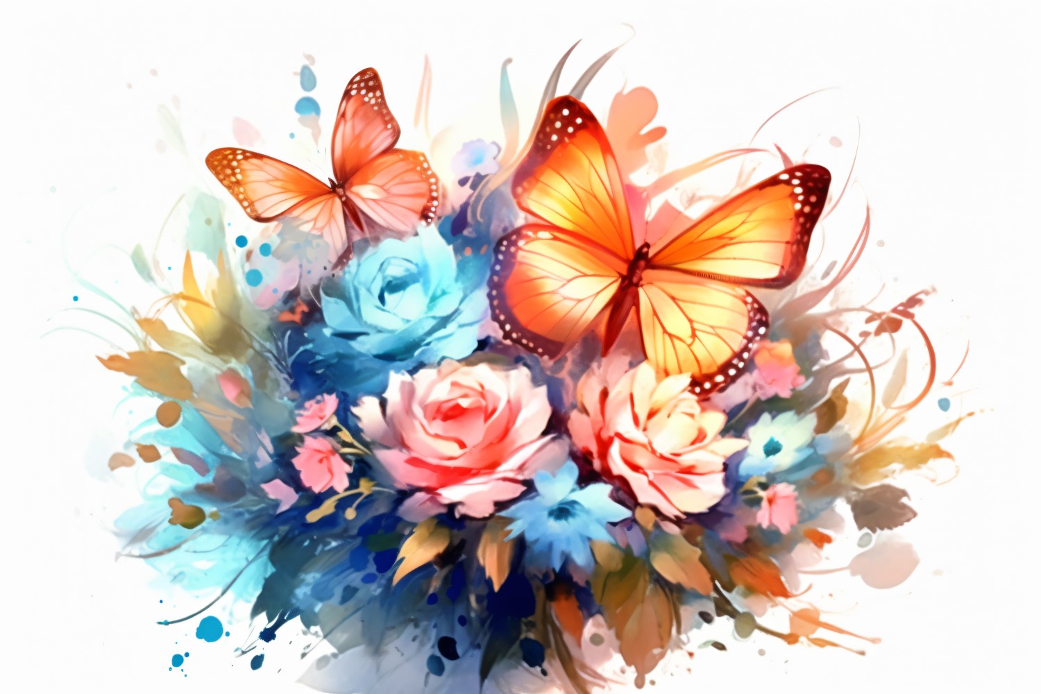 Watercolor flowers Background 312