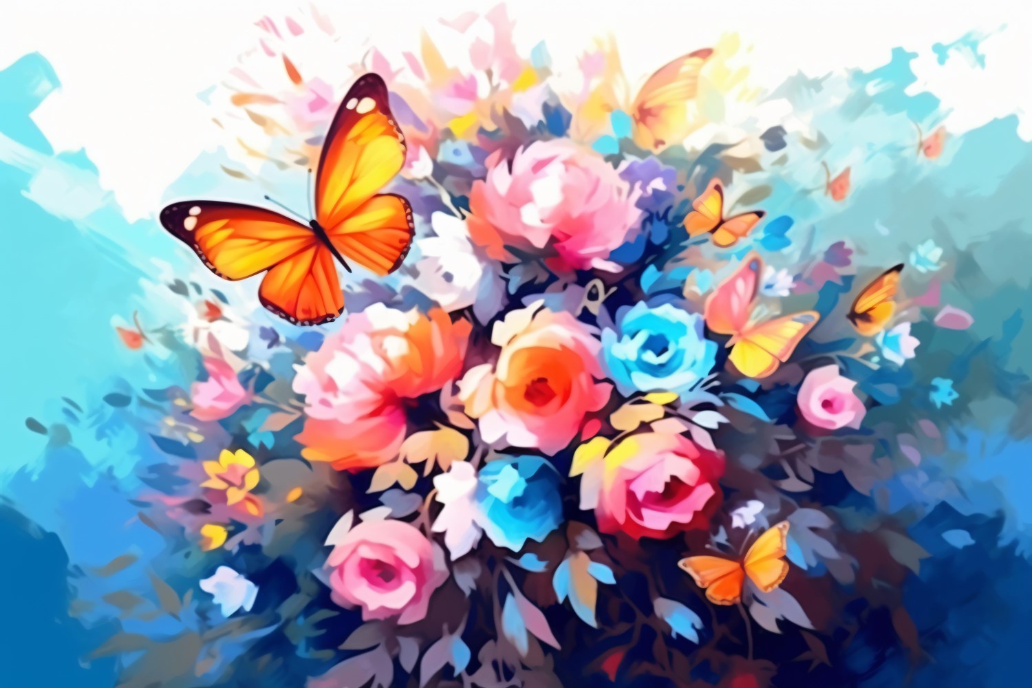 Watercolor flowers wreath Background 314