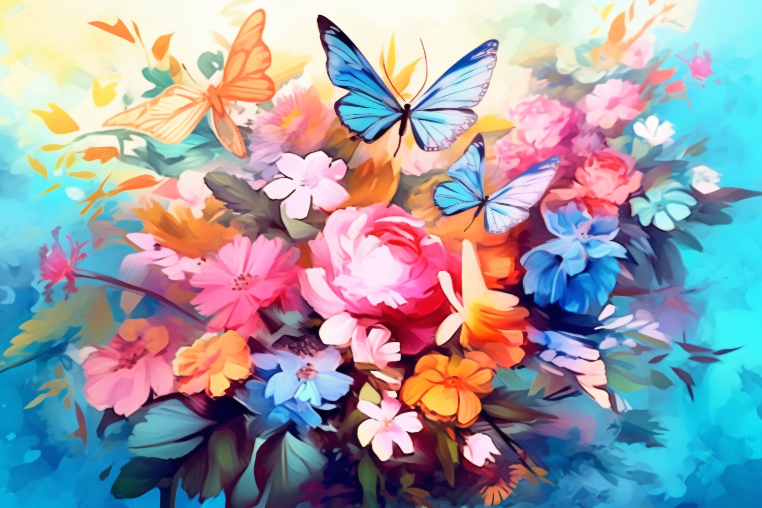 Watercolor flowers Background 316