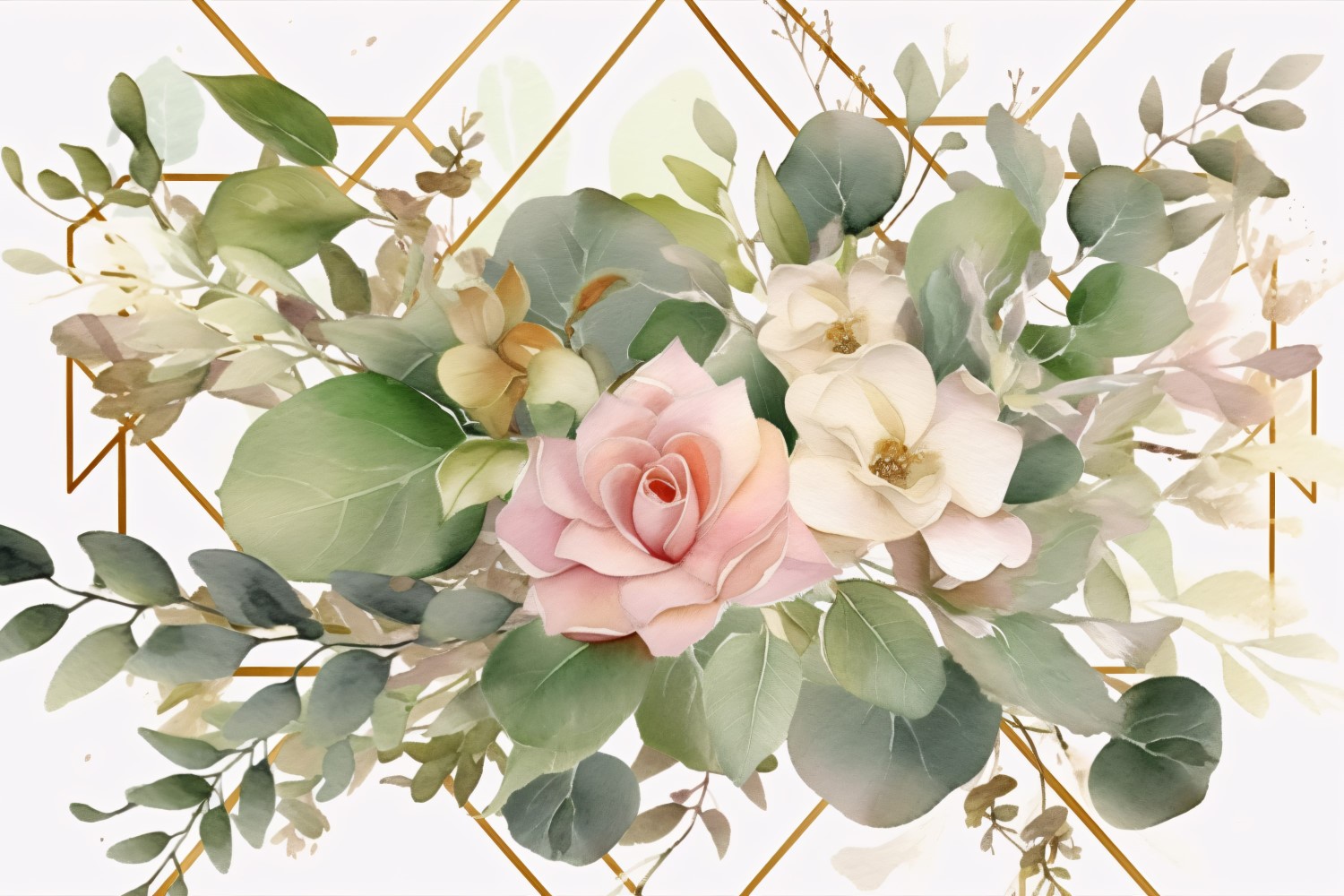 Watercolor floral wreath Background 321