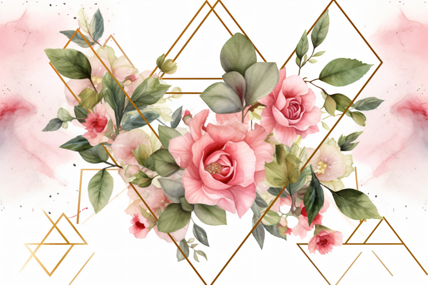 Watercolor flowers wreath Background 322