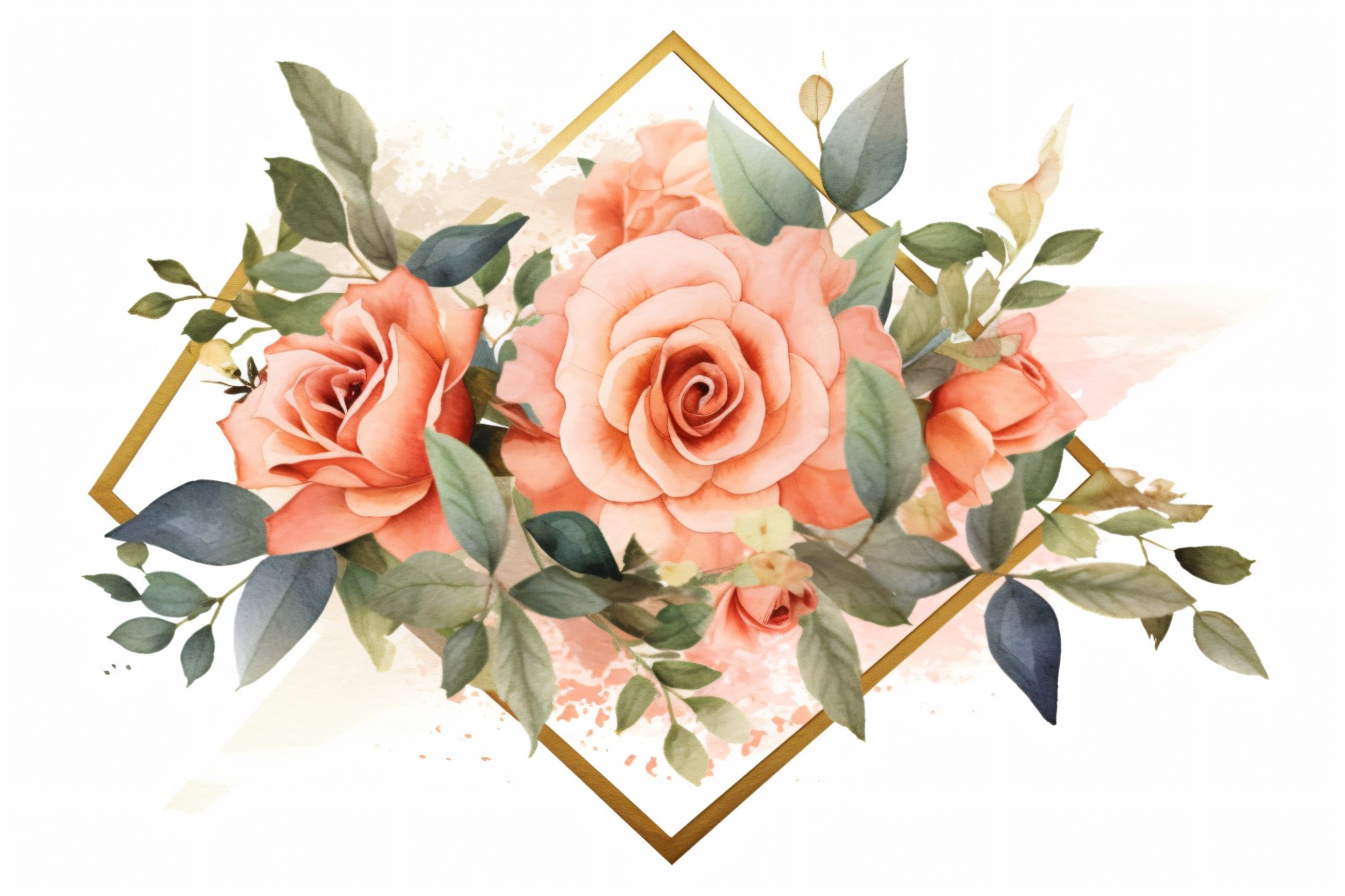 Watercolor flowers wreath Background 329