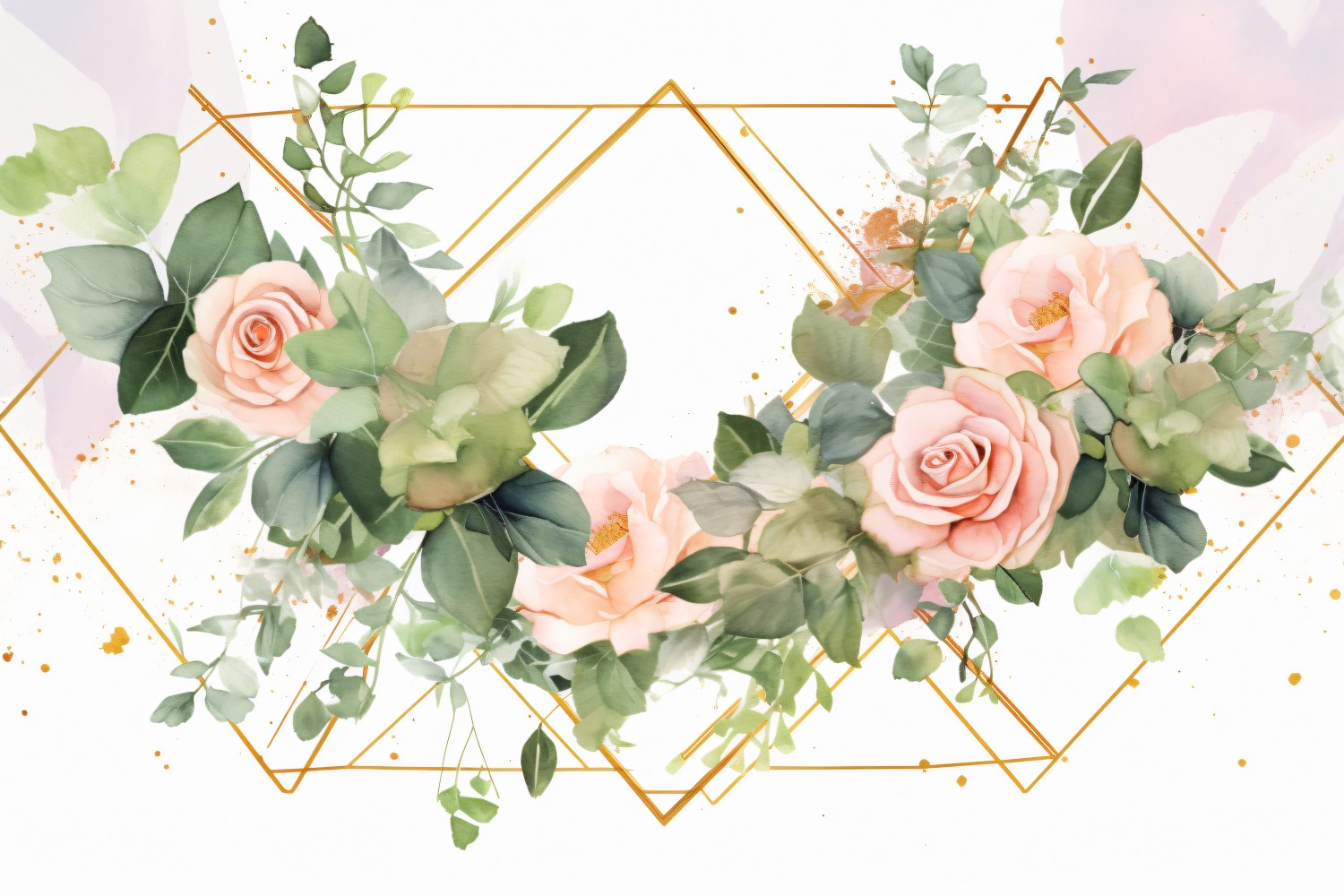 Watercolor flowers wreath Background 333