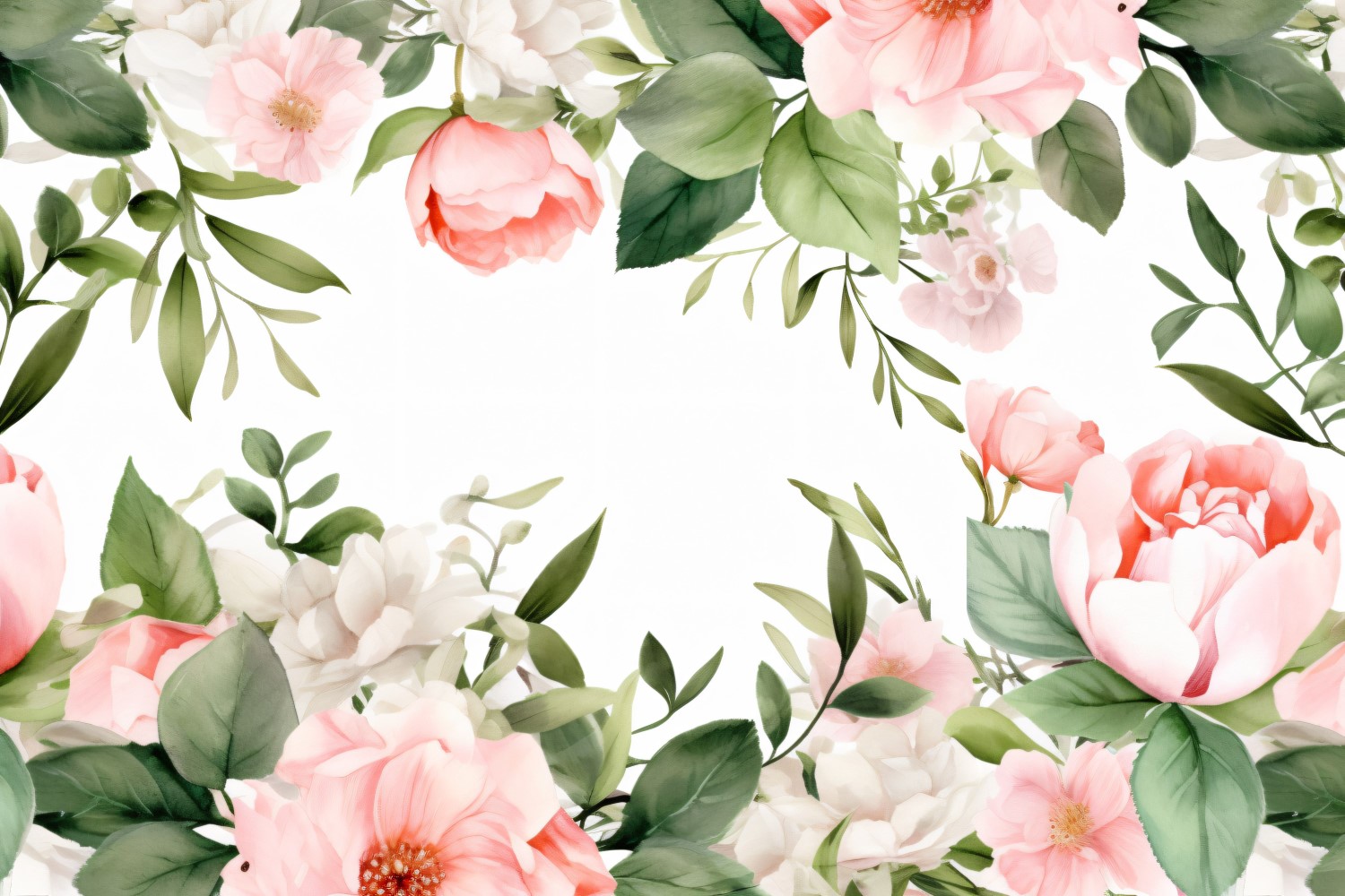 Watercolor floral wreath Background 352