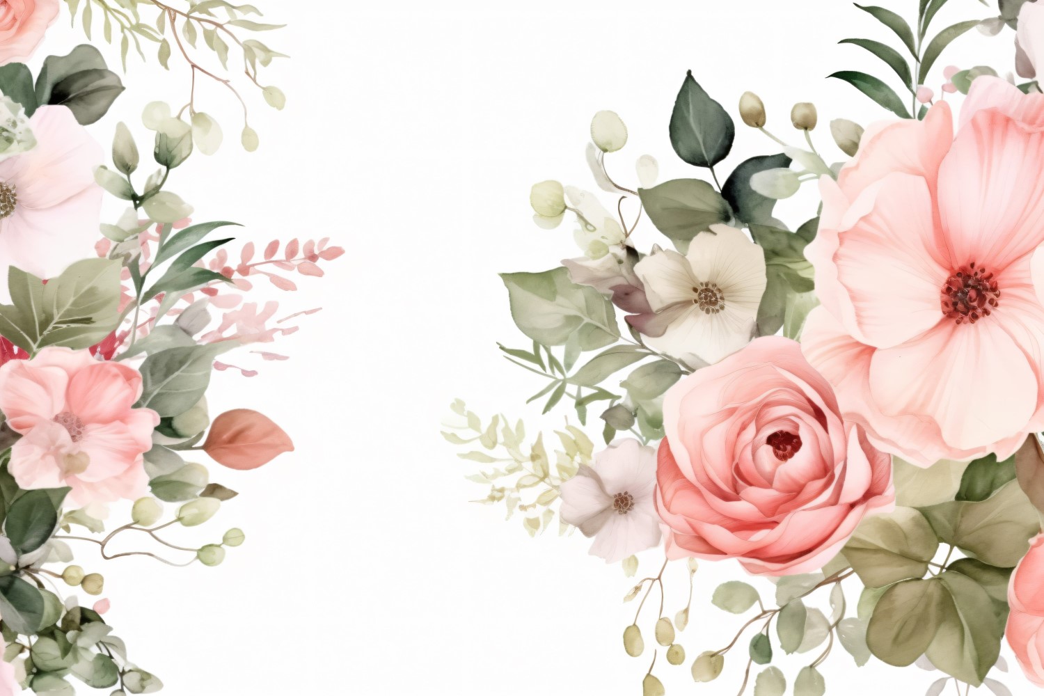 Watercolor flowers wreath Background 353