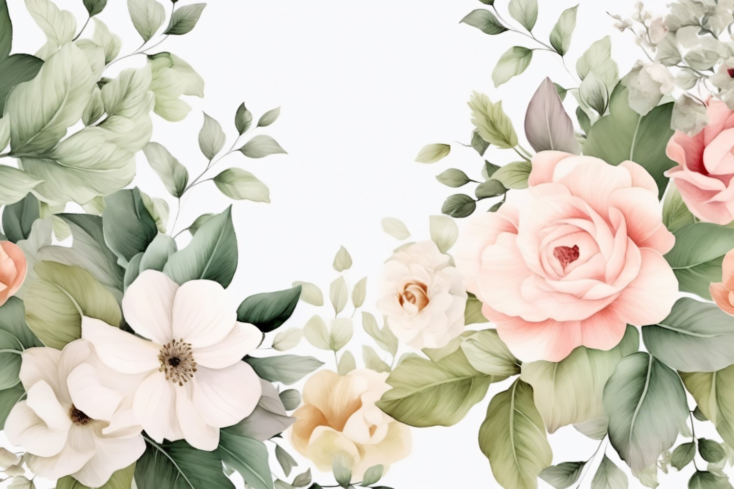 Watercolor floral wreath Background 356