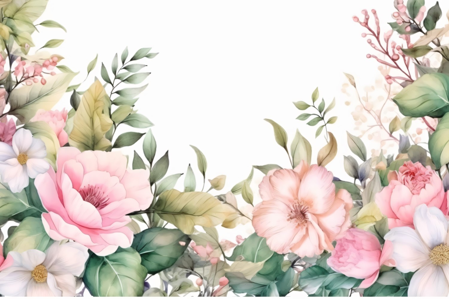 Watercolor floral wreath Background 359