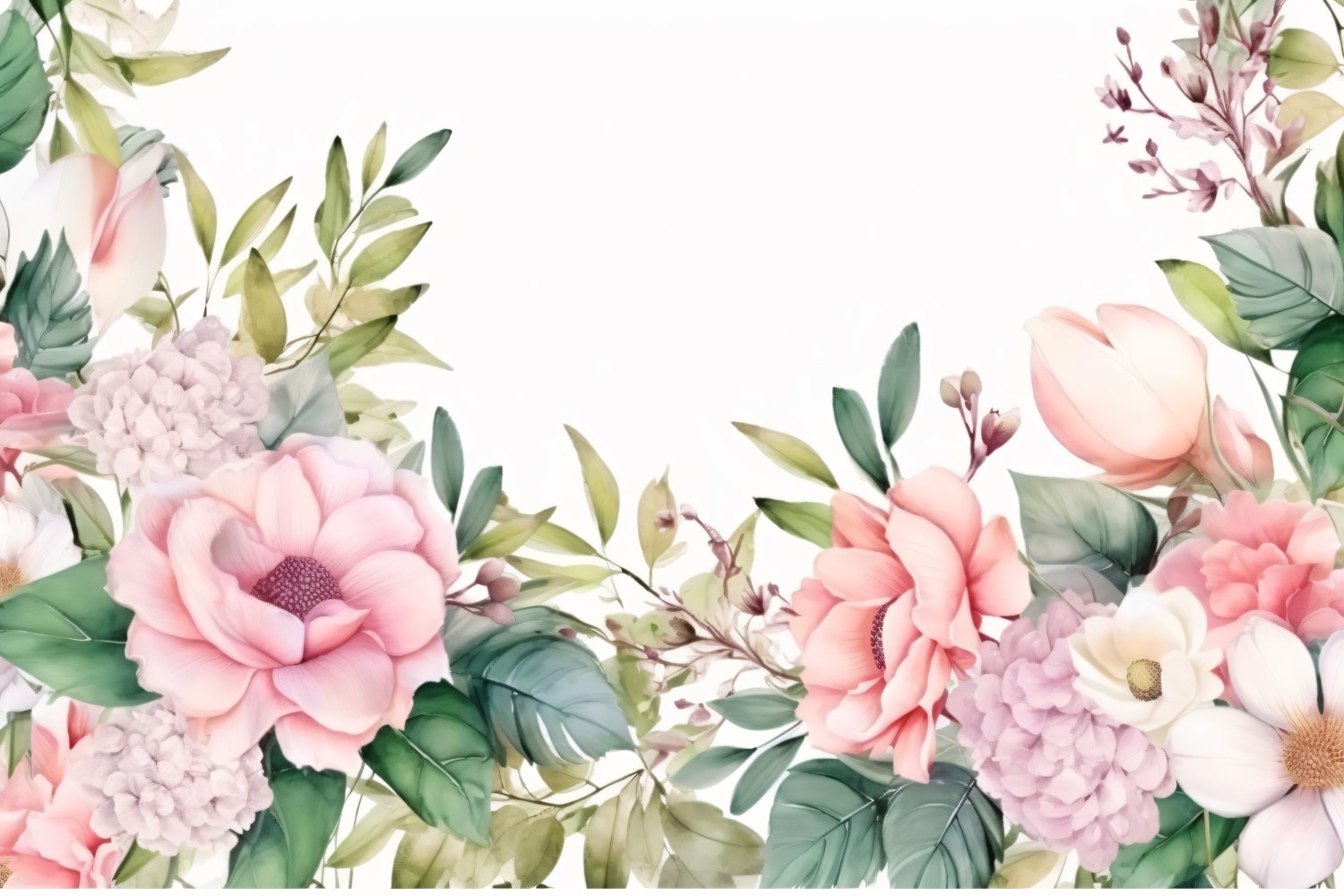 Watercolor floral wreath Background 363