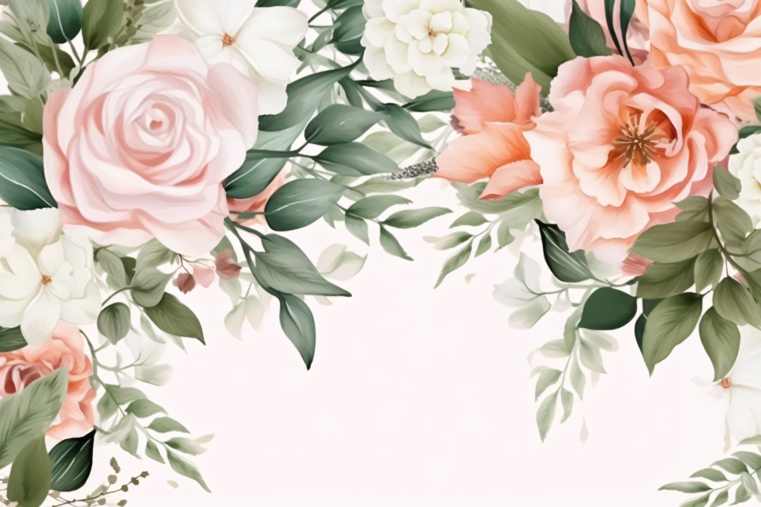 Watercolor flowers wreath Background 367