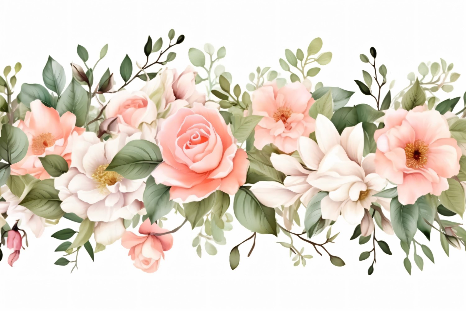 Watercolor floral wreath Background 370