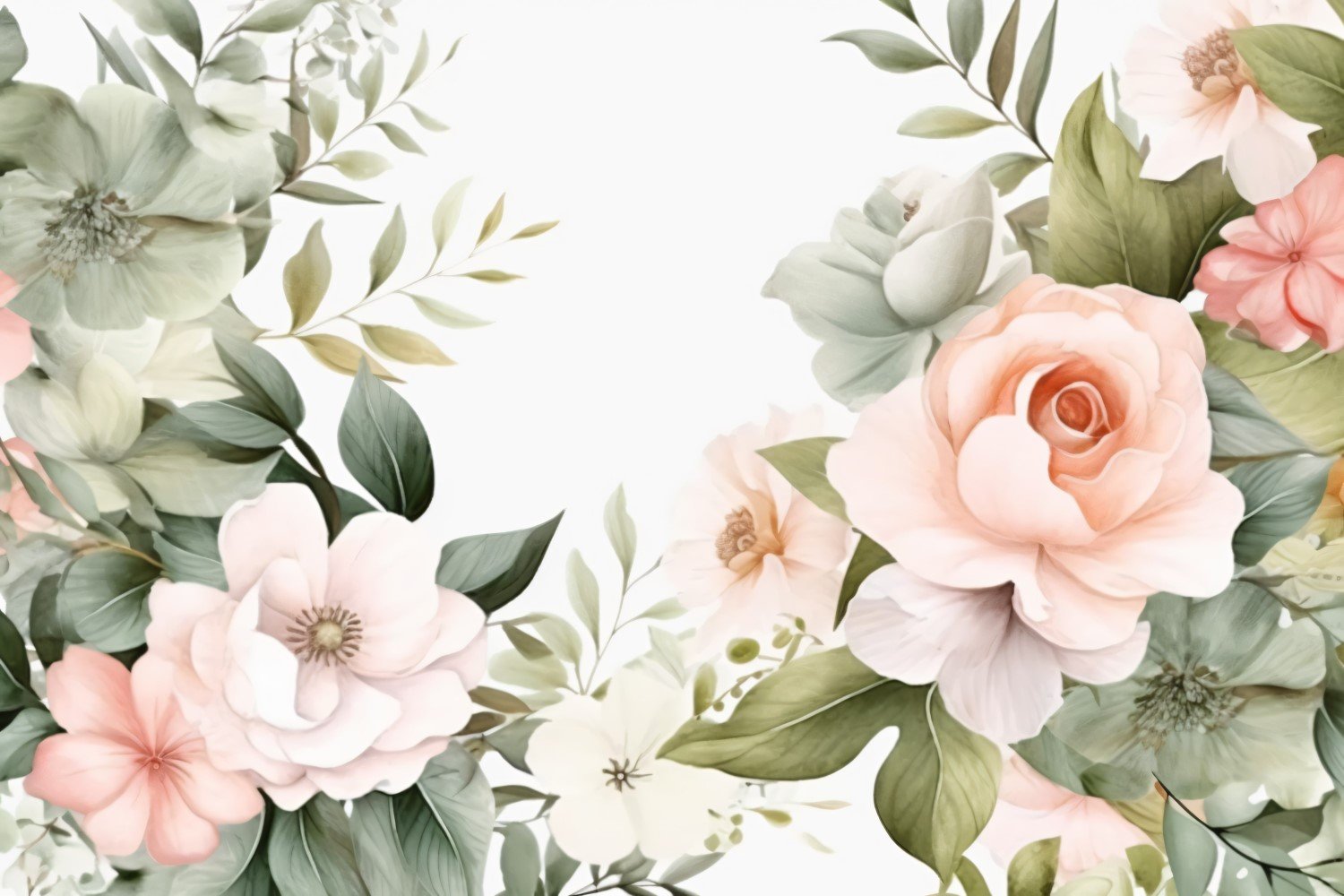 Watercolor floral wreath Background 379