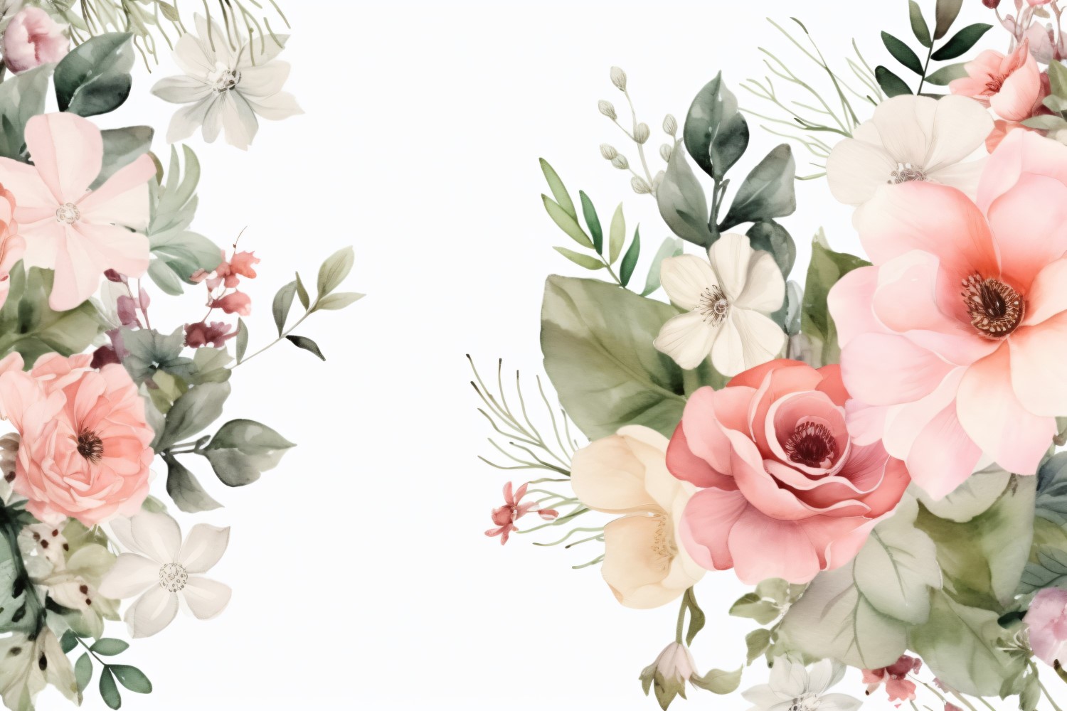 Watercolor flowers wreath Background 380