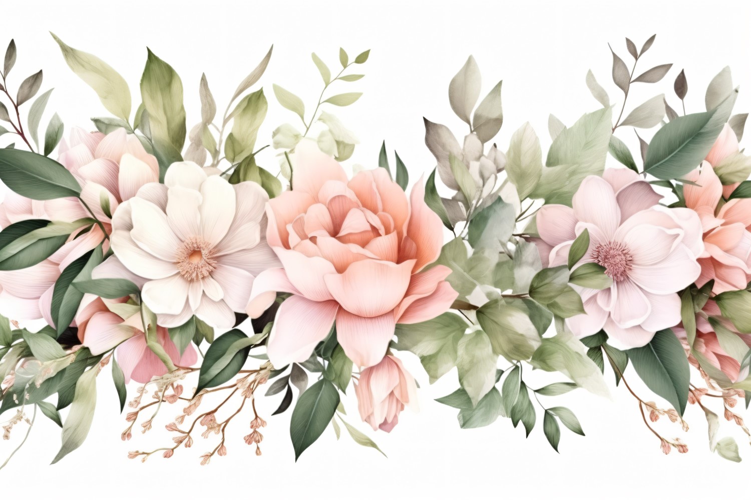 Watercolor flowers wreath Background 384