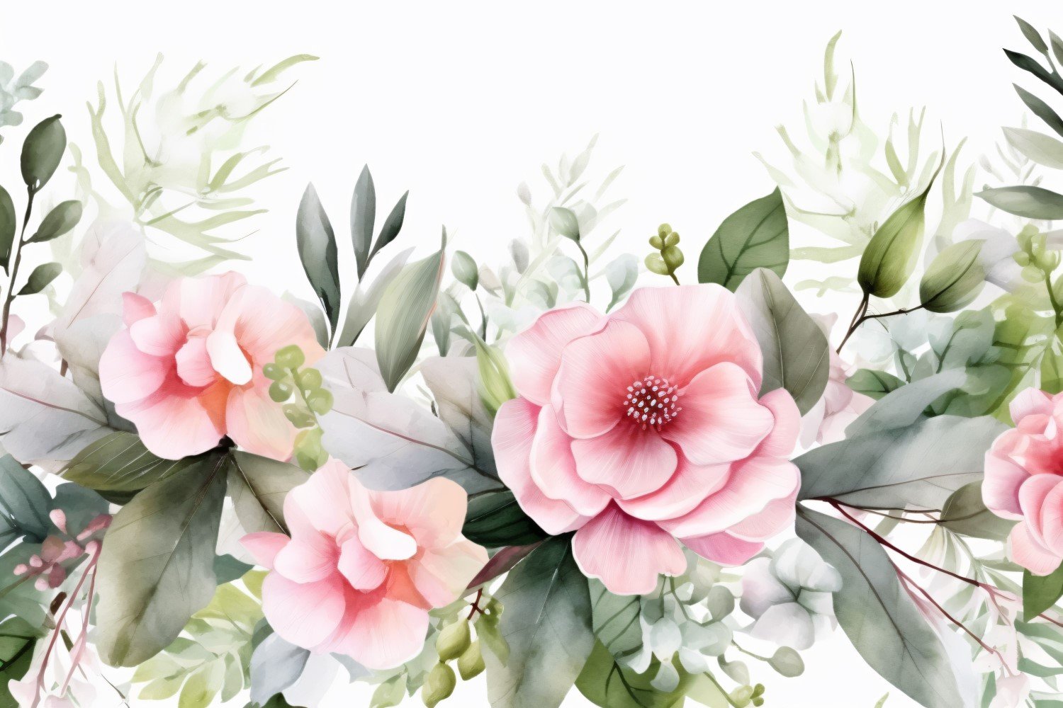 Watercolor flowers wreath Background 388