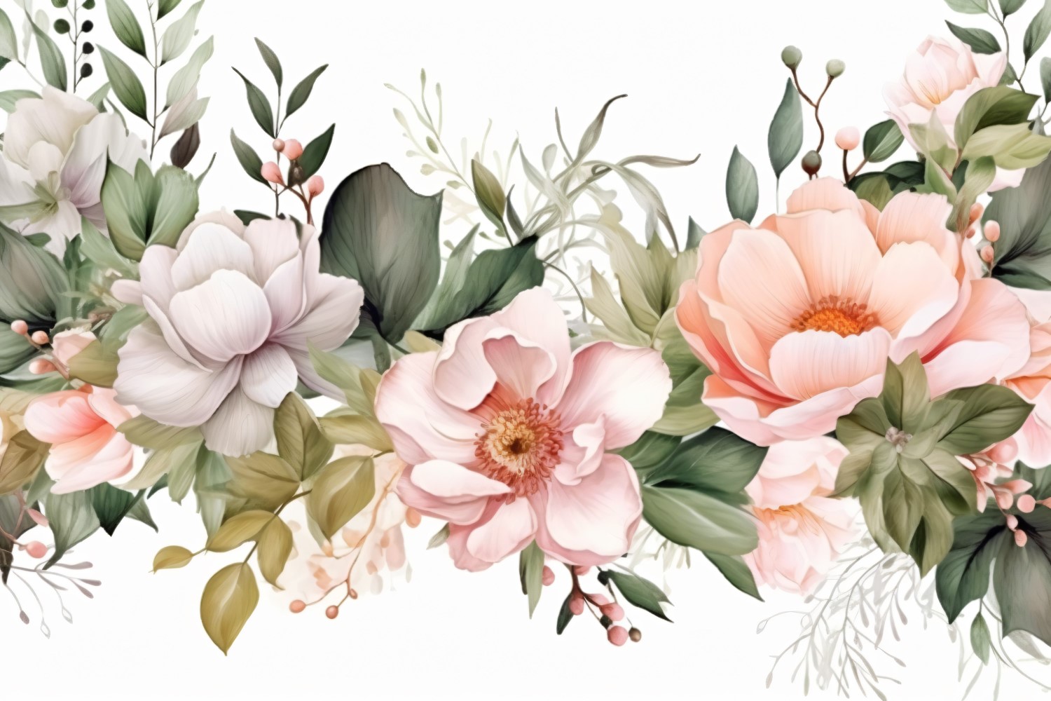 Watercolor flowers wreath Background 392