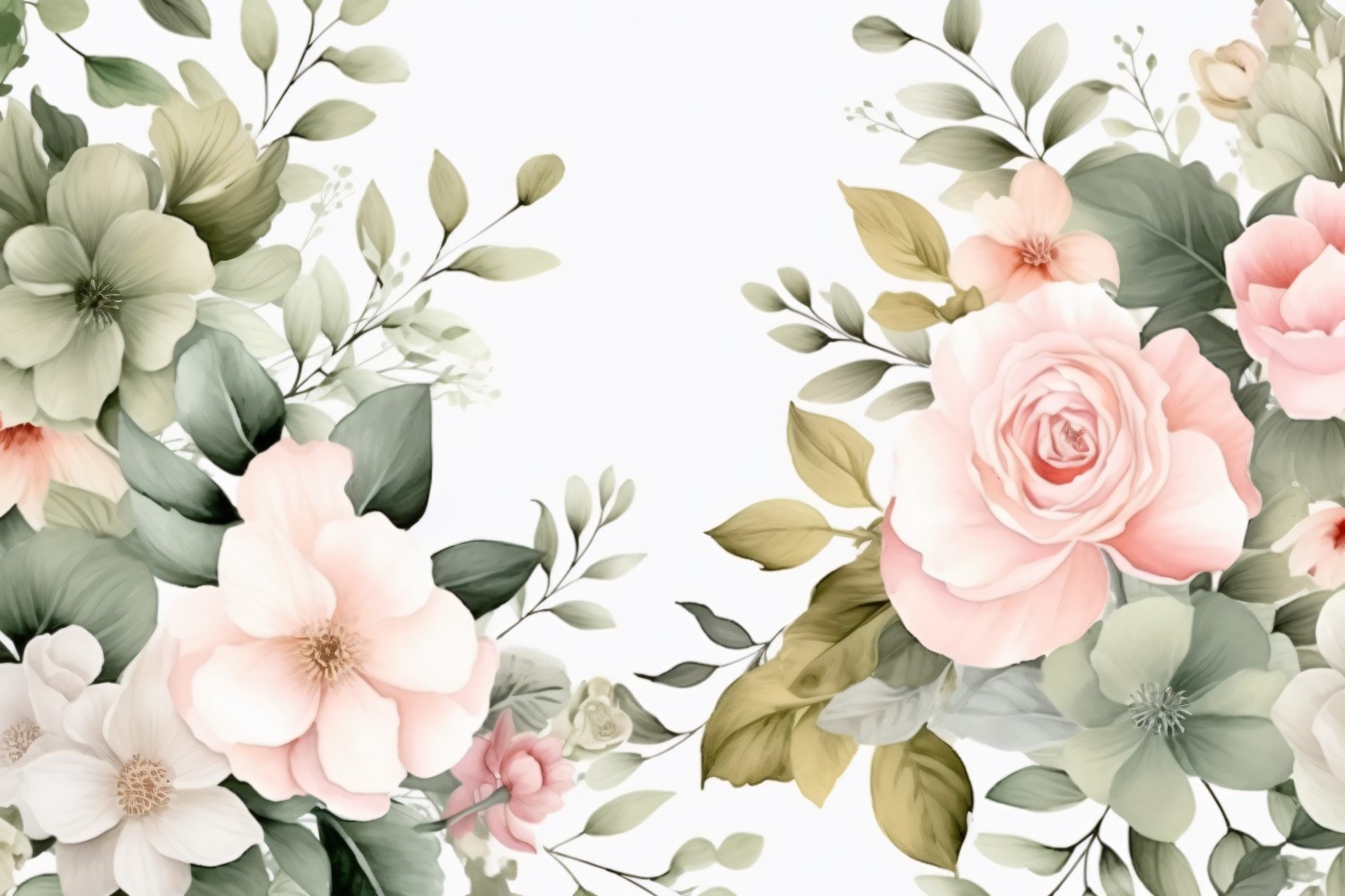 Watercolor flowers Background 394