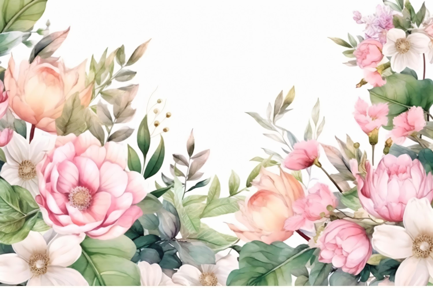 Watercolor floral wreath Background 395