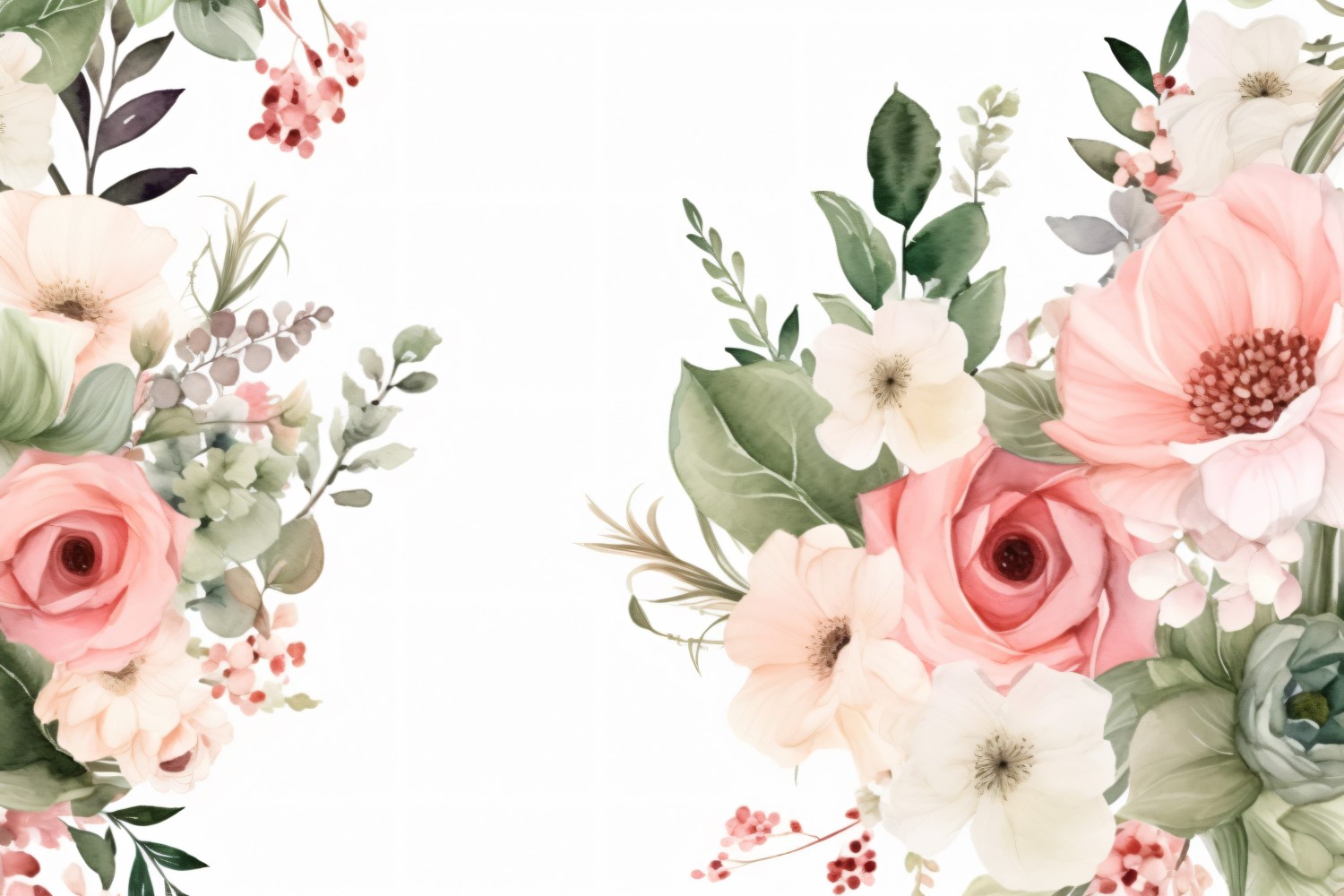 Watercolor flowers wreath Background 408