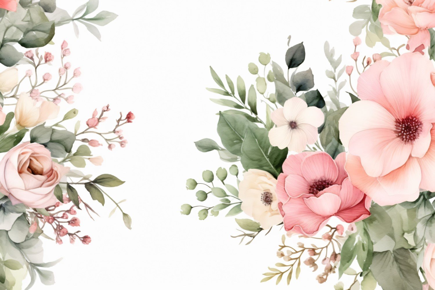 Watercolor floral wreath Background 411