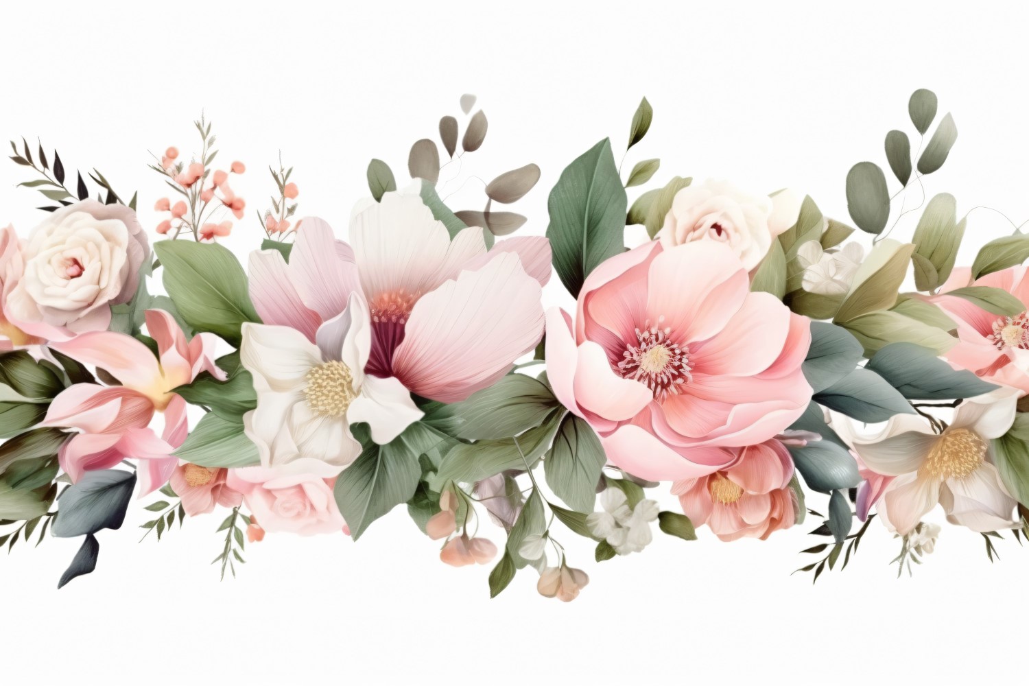 Watercolor flowers wreath Background 412