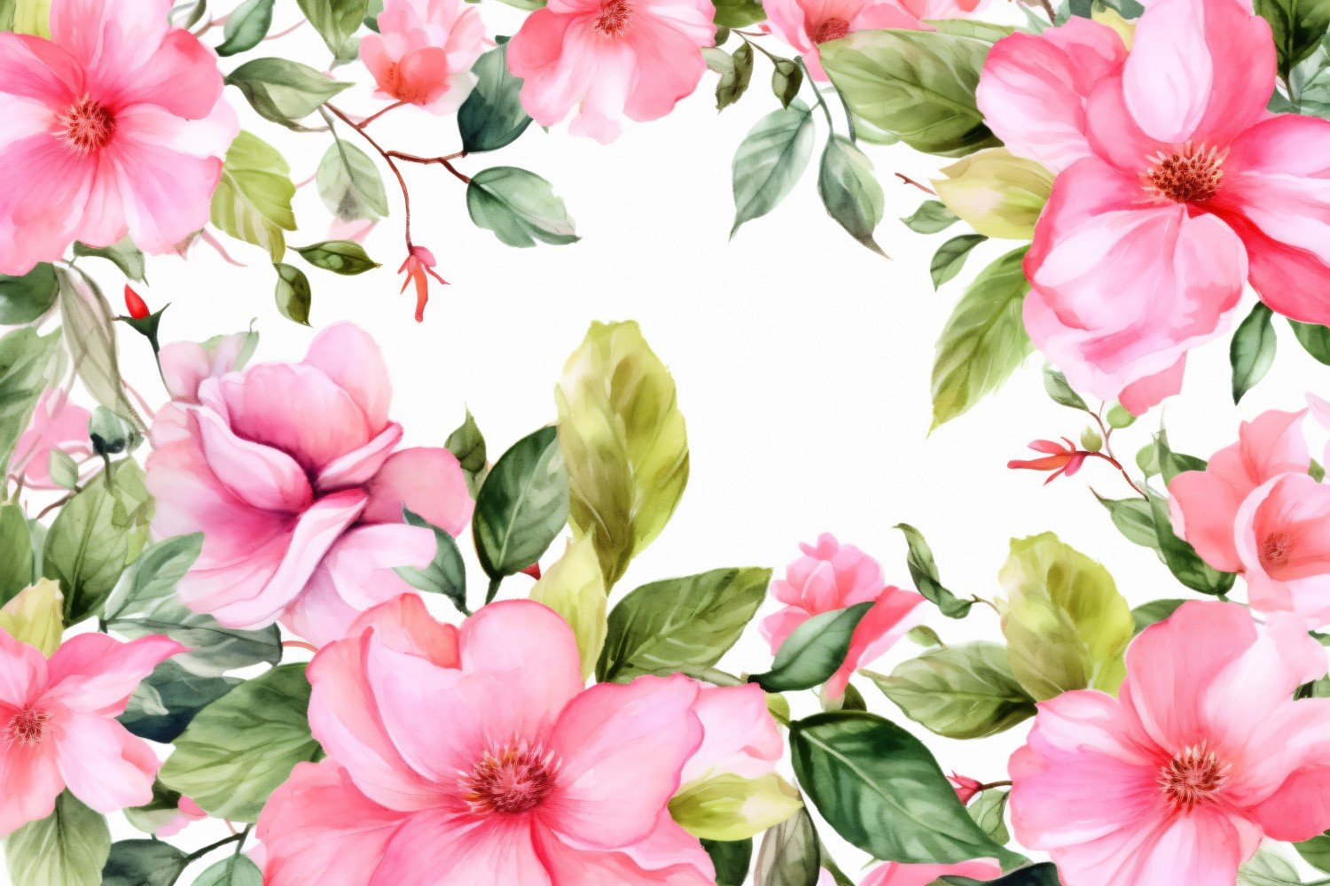 Watercolor flowers wreath Background 422