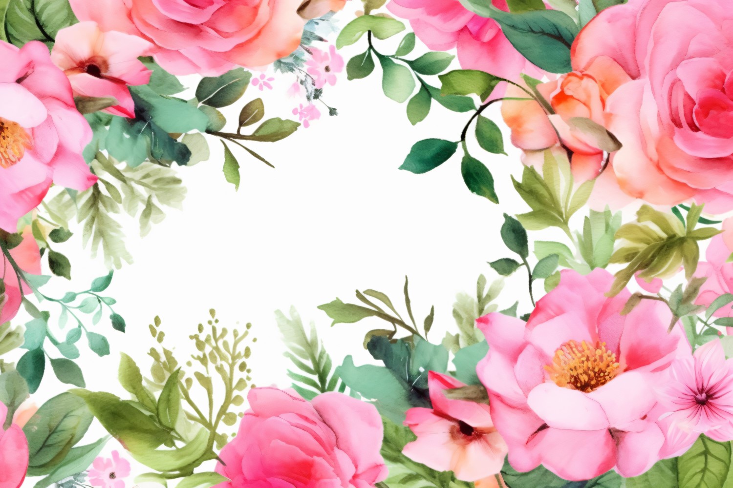 Watercolor floral wreath Background 424
