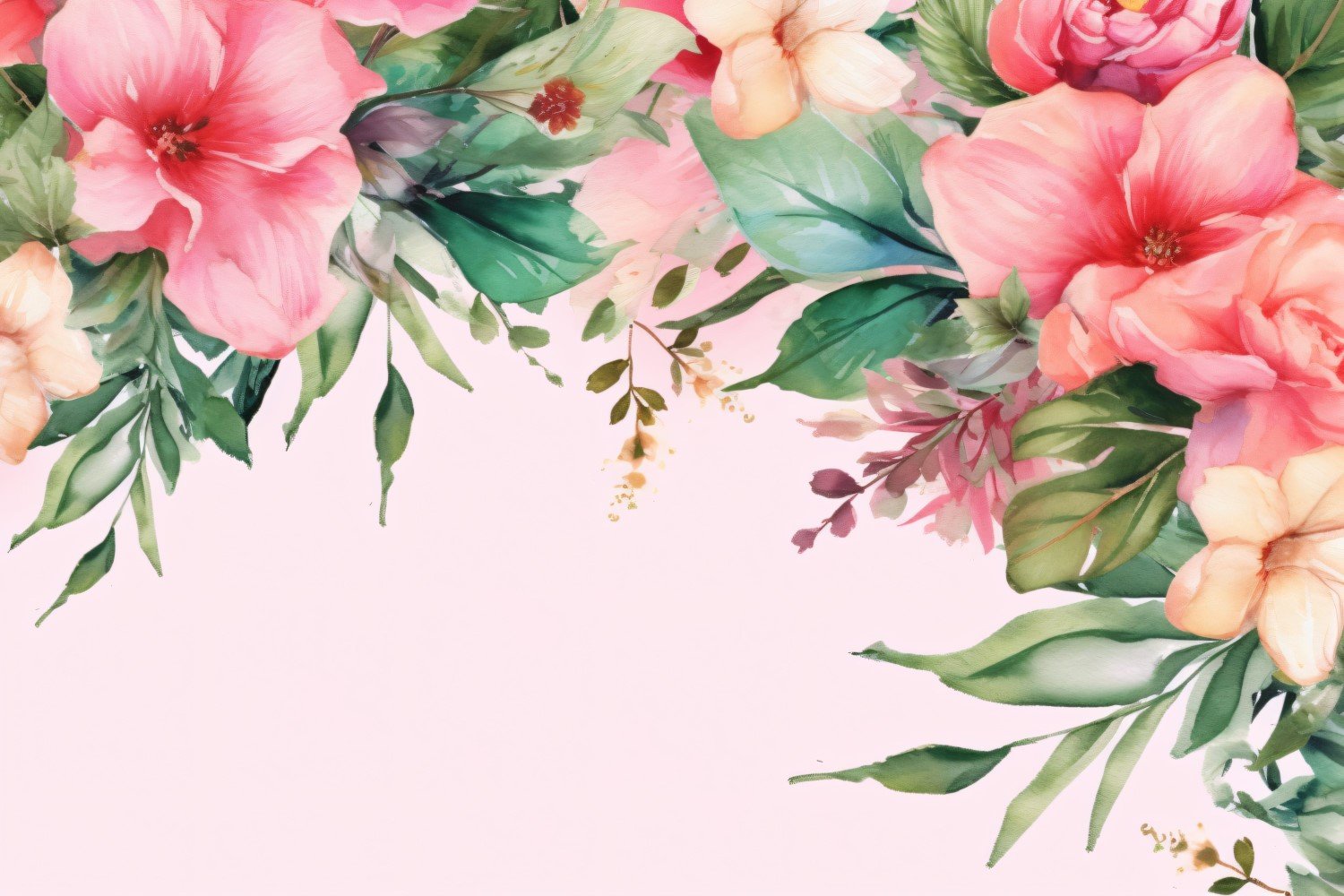 Watercolor flowers wreath Background 426