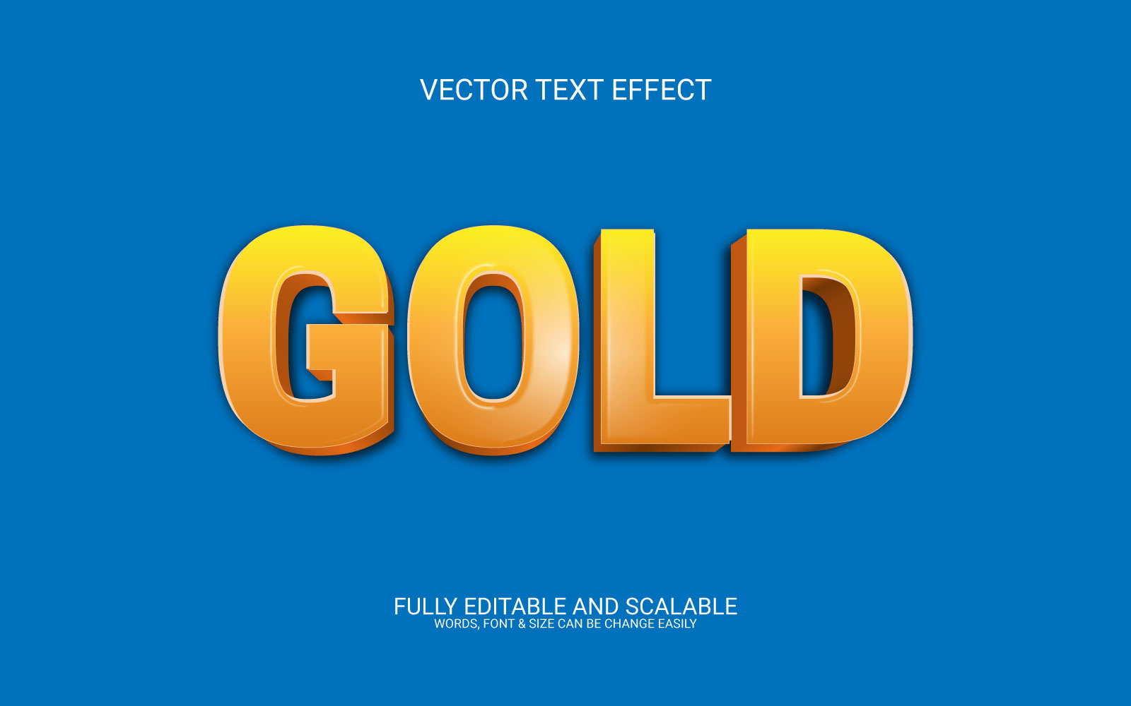 Gold 3D Editable Vector Eps Text Effect Template