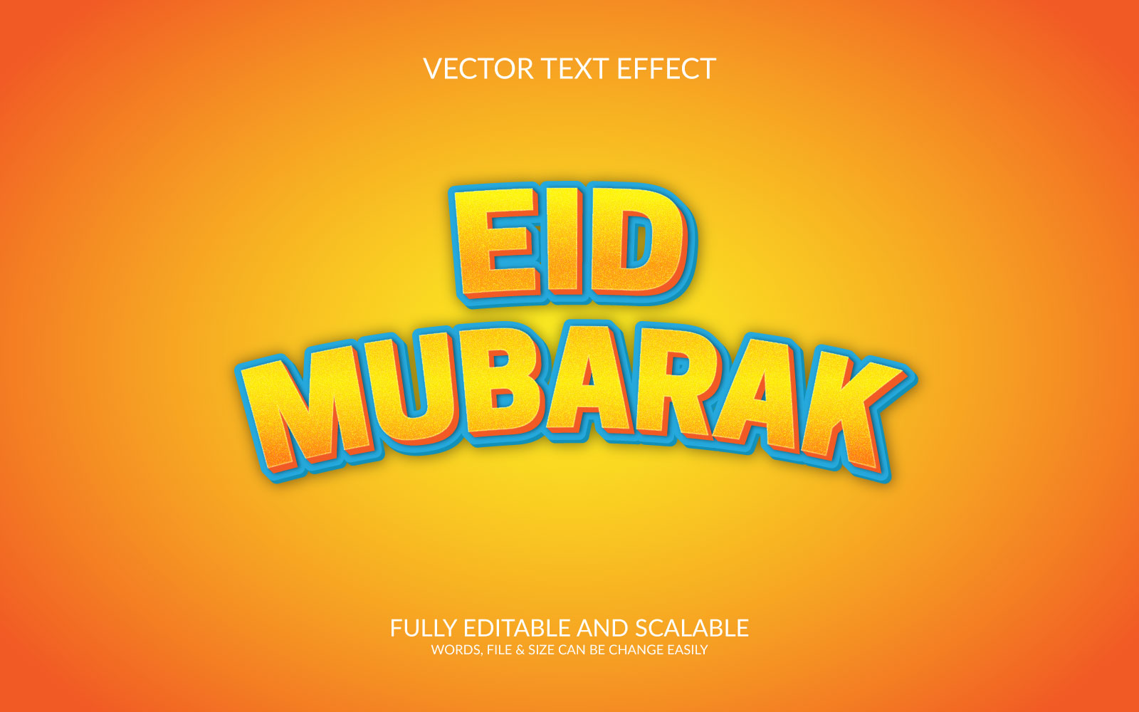 Eid mubarak 3d editable vector text effect design