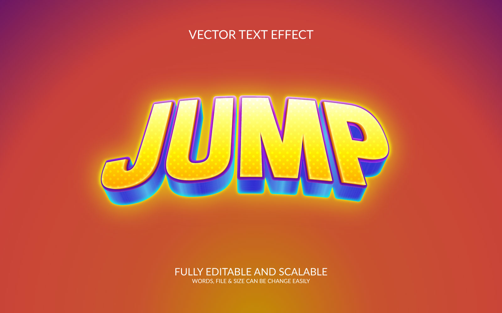 Jump  vector eps 3d text effect design template