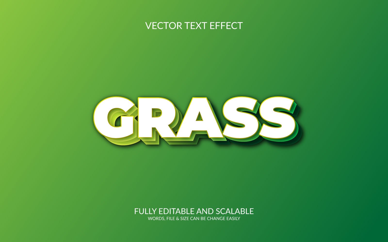 Green grass 3D Editable Vector Eps Text Effect Template Design