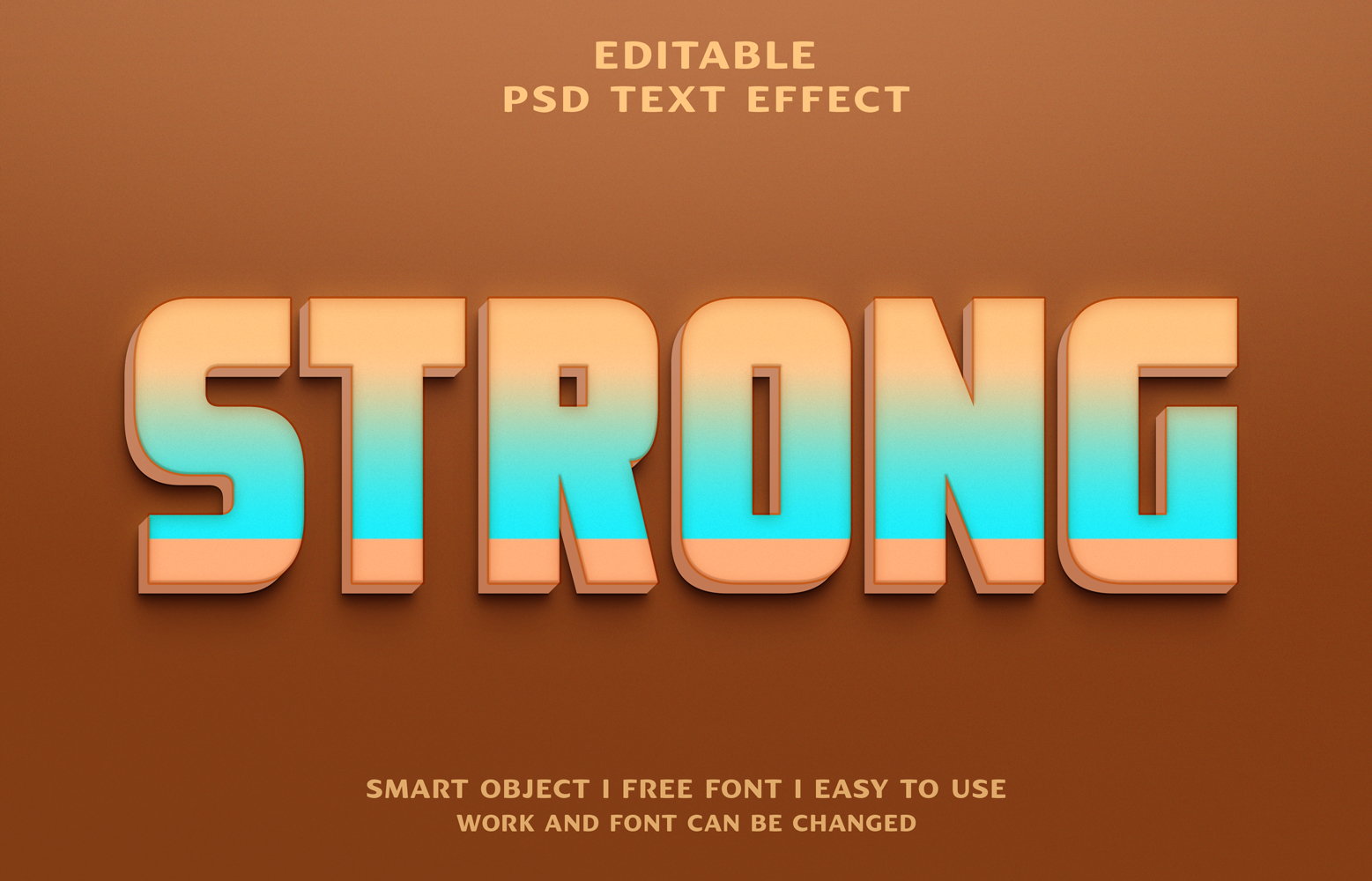 Strong 3d text effect design