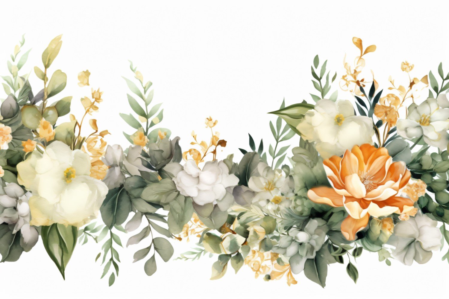 Watercolor flowers wreath Background 485