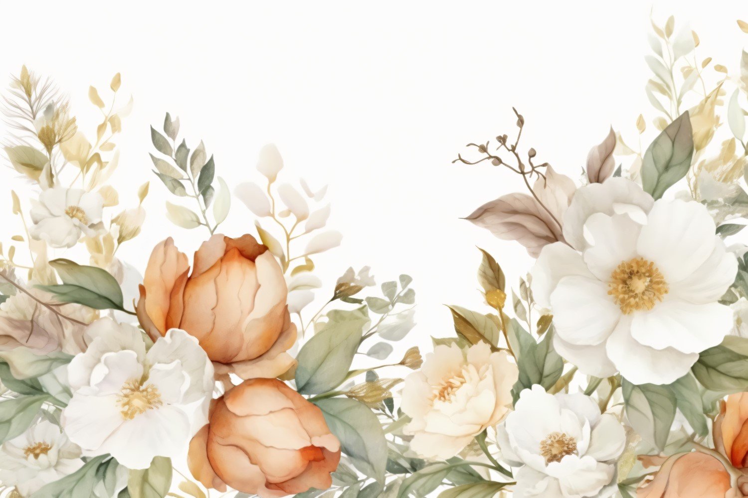 Watercolor flowers wreath Background 503