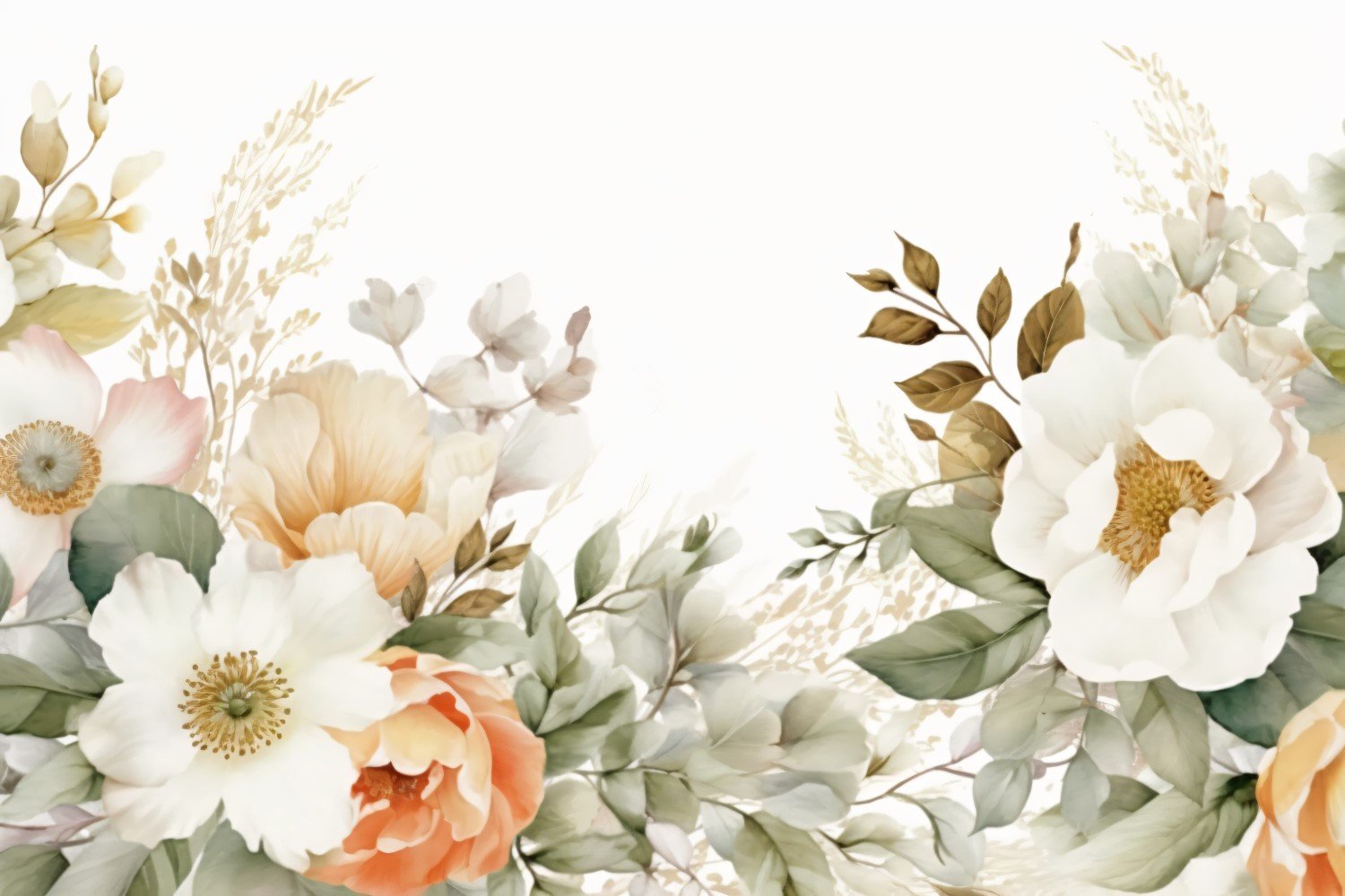 Watercolor floral wreath Background 506