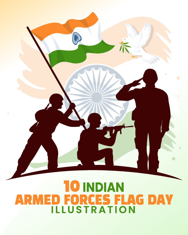 10 Indian Armed Forces Flag Day Illustration