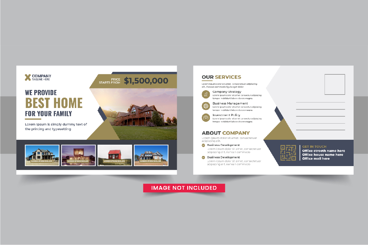 Real Estate Postcard or Home sale eddm postcard design template layout