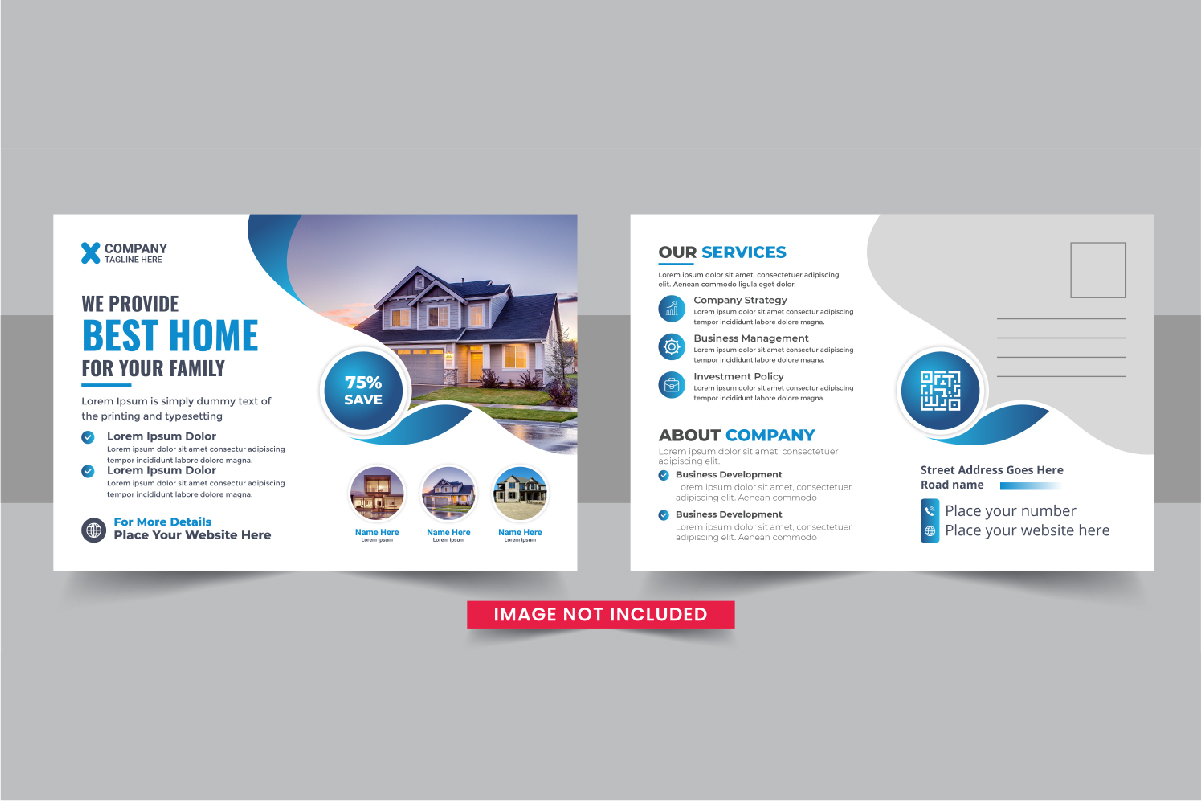 Real Estate Postcard or Home sale eddm postcard template design