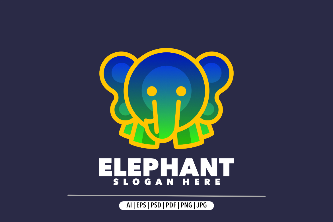 Elephant line gradient logo design