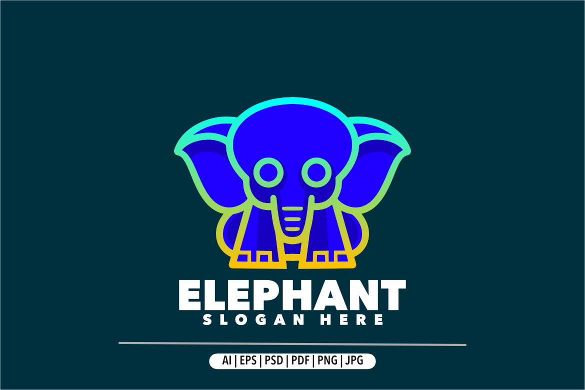 Elephant line gradient modern logo design