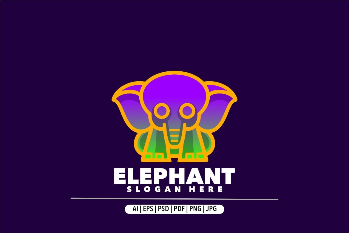 Elephant line colorful gradient design logo modern