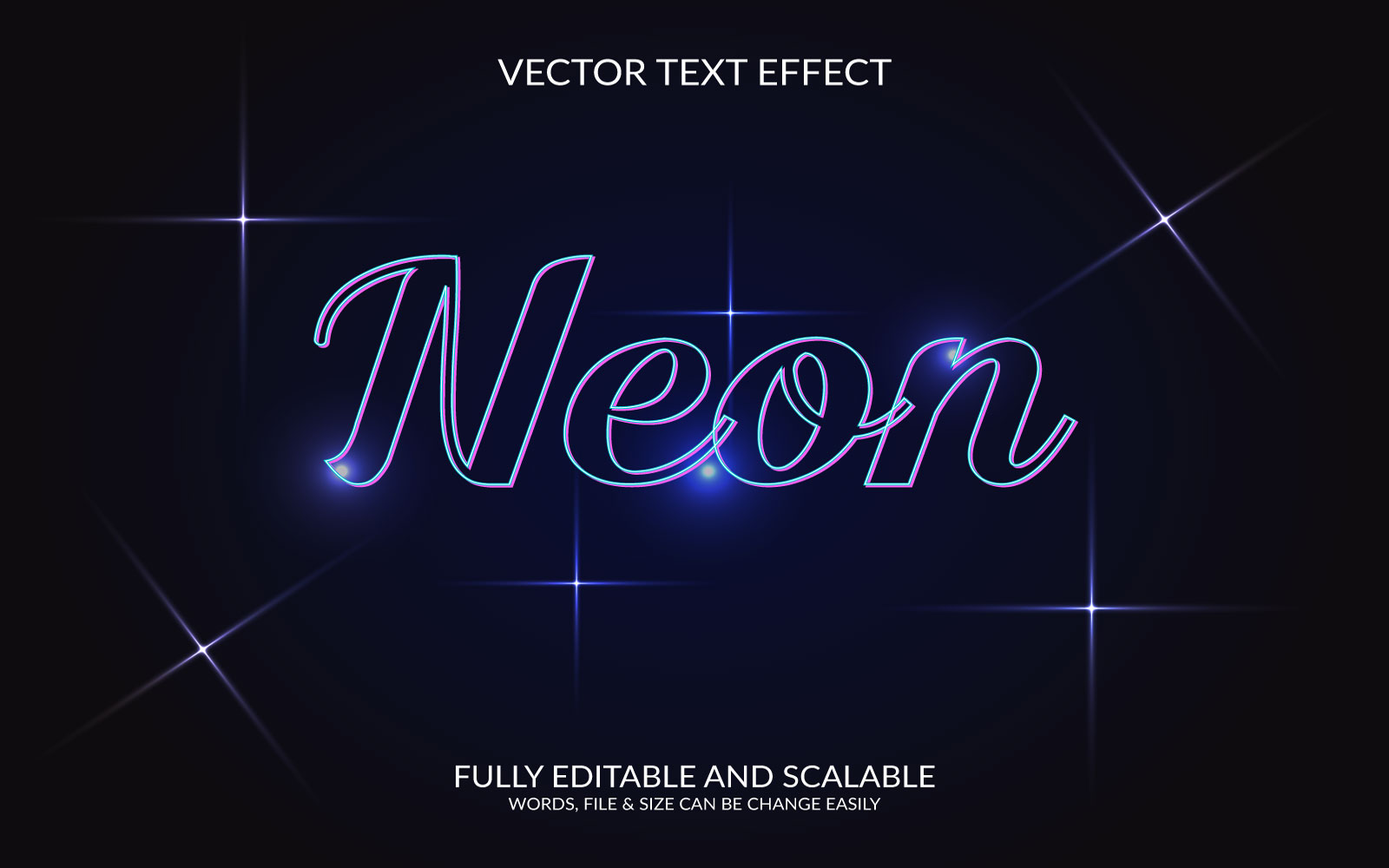 Neon Editable Vector Eps 3d Text Effect Template