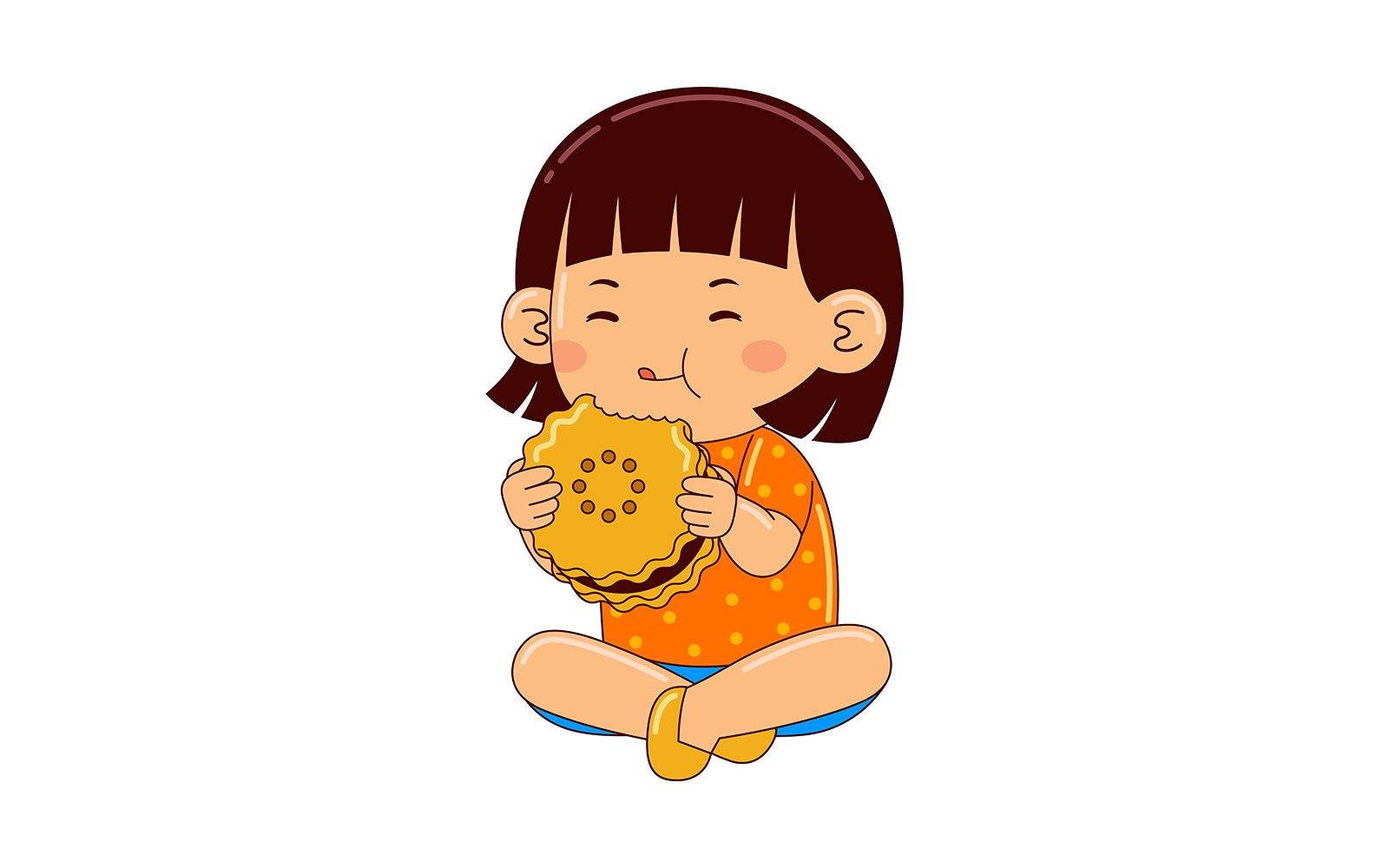 girl kids eating biscuit vector